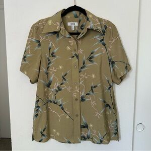 COS Relaxed-Fit Floral Printed Shirt in Green Size 6